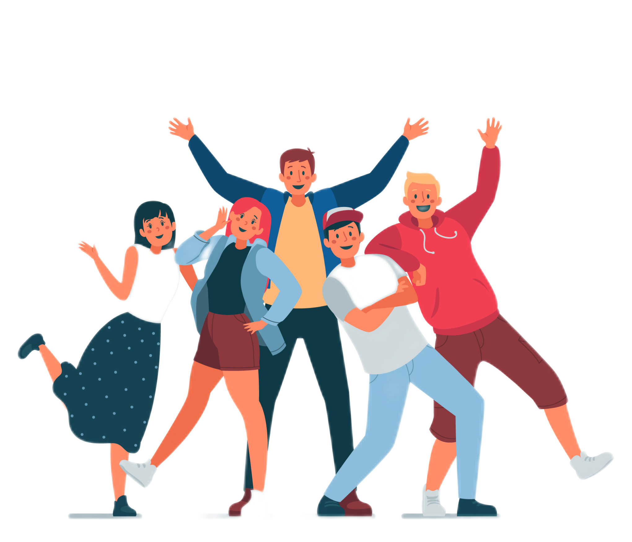 un groupe de jeunes heureux