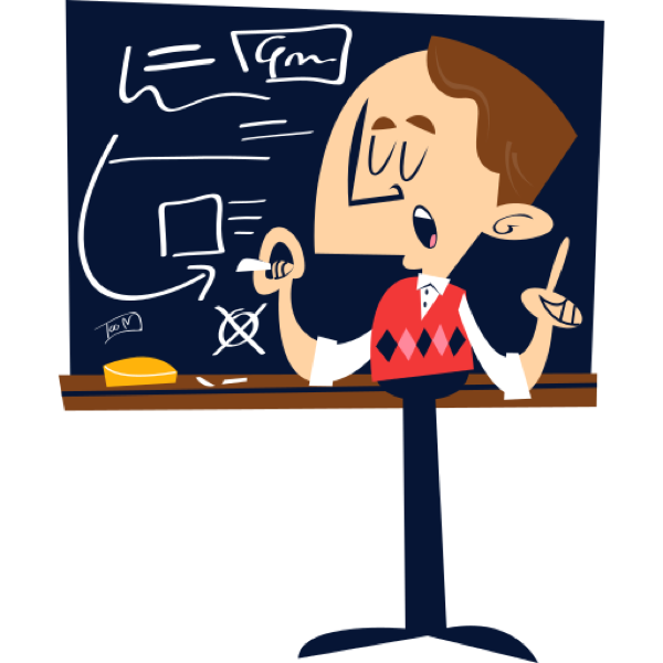 un professeur devant un tableau